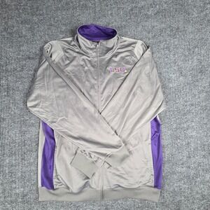 LSU Tigers Track Jacket Mens Large Gray Purple Genuine Stuff Full Zip